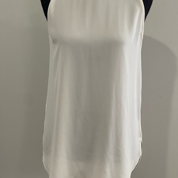 Loft S Sheath Collared Zipper Back White Women's Sleeve Blouse 258‎ - Picture 1 of 7